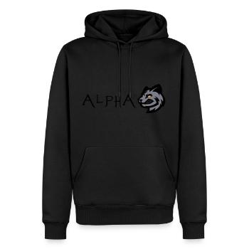 Wolf Wolf Alpha - Männer Premium Bio Hoodie - Schwarz - Vorne - Nico (187cm)
