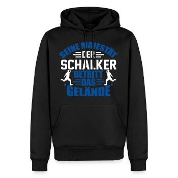 FUßBALL VEREIN SPORT SCHALKE SCHALKER GESCHENK - Männer Premium Bio Hoodie - Schwarz - Vorne - Nico (187cm)