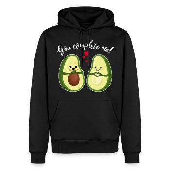 vous me complète - avocat couple amour Saint - Sweat à capuche Premium bio Homme - noir - Devant - Nico (187cm)