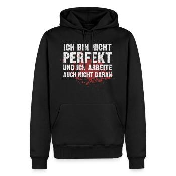 Ich bin nicht perfekt - Männer Premium Bio Hoodie - Schwarz - Vorne - Nico (187cm)
