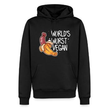 World’s Worst Vegan - Anti Vegan BBQ Grillen Saucisse - Sweat à capuche Premium bio Homme - noir - Devant - Nico (187cm)