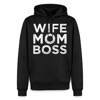 Wife Mom Boss Ehefrau Mutter Chef - Männer Premium Bio Hoodie - Schwarz - Vorne - Nico (187cm)