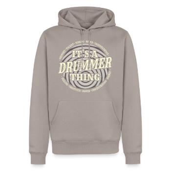 Drummer - Drummer Thing - Men’s Premium Organic Hoodie - taupe - Front - Nico (187cm)