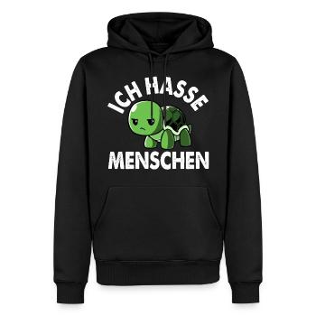 Tortoise - I hate people - Men’s Premium Organic Hoodie - black - Front - Nico (187cm)