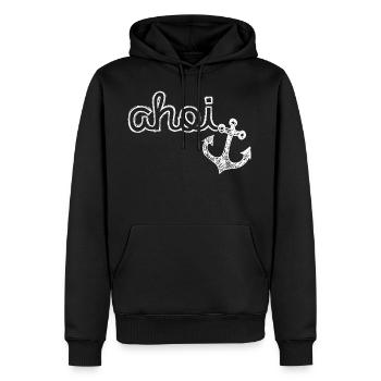 Ahoi Anker Anchor Skizze Maritim Hafen - Männer Premium Bio Hoodie - Schwarz - Vorne - Nico (187cm)