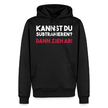KANNST DU SUBTRAHIEREN? DANN ZIEH AB! Geschenk - Männer Premium Bio Hoodie - Schwarz - Vorne - Nico (187cm)