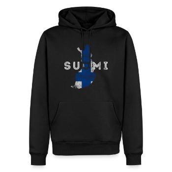 Finlande forme et drapeau - Sweat à capuche Premium bio Homme - noir - Devant - Nico (187cm)