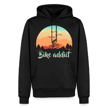 Silhouette de vélo de vélo de montagne drôle - Sweat à capuche Premium bio Homme - noir - Devant - Nico (187cm)