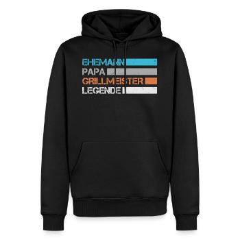 Ehemann - Papa - Grillmeister - Legende - Männer Premium Bio Hoodie - Schwarz - Vorne - Nico (187cm)