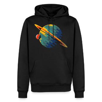 Planète Saturne - Sweat à capuche Premium bio Homme - noir - Devant - Nico (187cm)