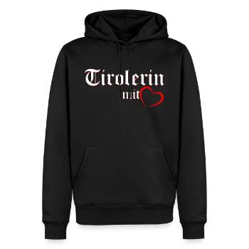 Tirol Tirolerin mit Herz Österreich Geschenkidee - Männer Premium Bio Hoodie - Schwarz - Vorne - Nico (187cm)