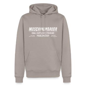 Fahrzeugtechnik Studium Maschinenbau Ingenieur - Männer Premium Bio Hoodie - Taupe - Vorne - Nico (187cm)