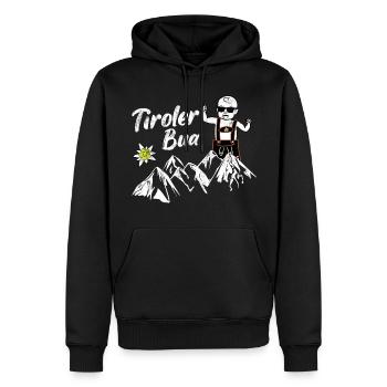 Tiroler Bua Österreich Berge Geschenkidee Tirol - Männer Premium Bio Hoodie - Schwarz - Vorne - Nico (187cm)