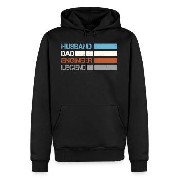 Ehemann - Papa - Ingenieur – Legende - Männer Premium Bio Hoodie - Schwarz - Vorne - Nico (187cm)