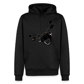 Motorrad in Bewegung, in der Kurve, Motorbike - Männer Premium Bio Hoodie - Schwarz - Vorne - Nico (187cm)