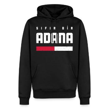 Adana 01 - Männer Premium Bio Hoodie - Schwarz - Vorne - Nico (187cm)