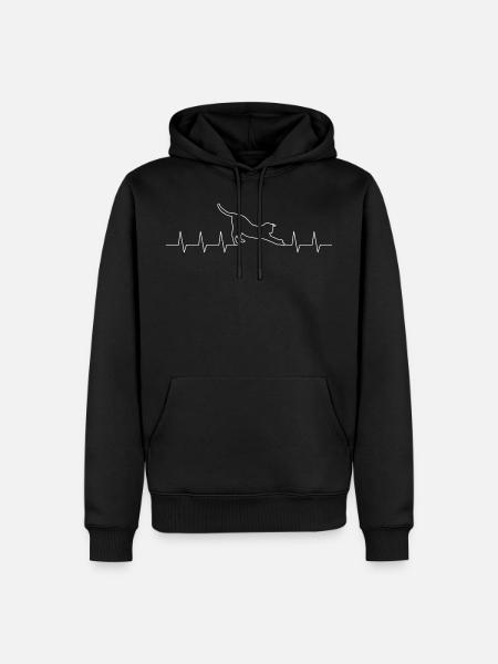 Battement de coeur chat cadeau animal amour coeur ligne - Sweat à capuche Premium bio Homme - noir
