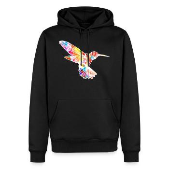 Kolibri Mosaik - Männer Premium Bio Hoodie - Schwarz - Vorne - Nico (187cm)