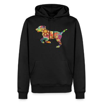 Chien Psychédelic - Sweat à capuche Premium bio Homme - noir - Devant - Nico (187cm)