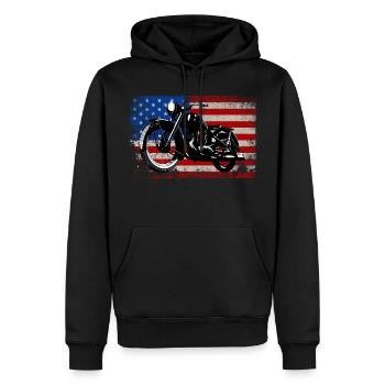 USA Drapeau vieille moto idées cadeaux motards - Sweat à capuche Premium bio Homme - noir - Devant - Nico (187cm)