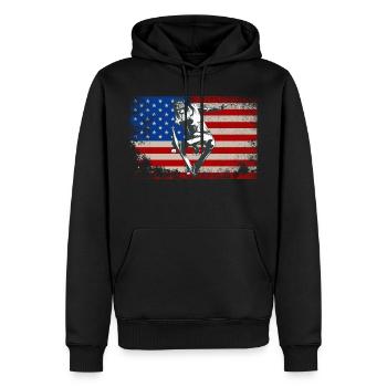 USA drapeau patineur cadeau amérique skateboard - Sweat à capuche Premium bio Homme - noir - Devant - Nico (187cm)