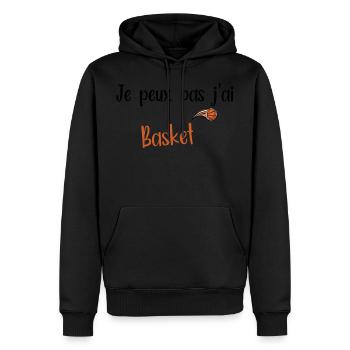 Je peux pas j'ai basket - Sweat à capuche Premium bio Homme - noir - Devant - Nico (187cm)