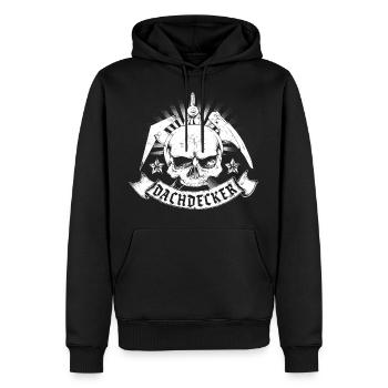Dachdecker Zunftzeichen - Männer Premium Bio Hoodie - Schwarz - Vorne - Nico (187cm)