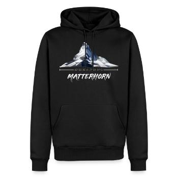 Matterhorn Berg Zermatt in Schweizer Alpen T-Shirt - Männer Premium Bio Hoodie - Schwarz - Vorne - Nico (187cm)