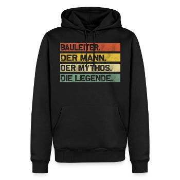 Bauleiter Baustelle Bauarbeiter Spruch Vintage - Männer Premium Bio Hoodie - Schwarz - Vorne - Nico (187cm)