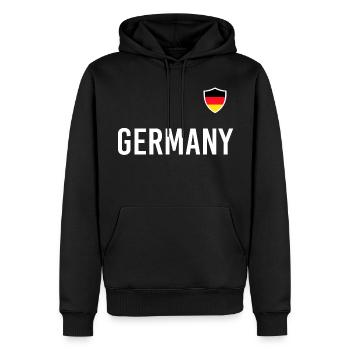 Deutschland Fußball Flagge Fahne Soccer Germany - Männer Premium Bio Hoodie - Schwarz - Vorne - Nico (187cm)