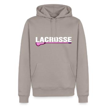 Lacrosse Lacrosse Racket Lacrosse Player - Men’s Premium Organic Hoodie - taupe - Front - Nico (187cm)
