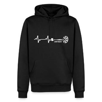 Darts Dart joueur de fléchettes « dartbeat » - Sweat à capuche Premium bio Homme - noir - Devant - Nico (187cm)