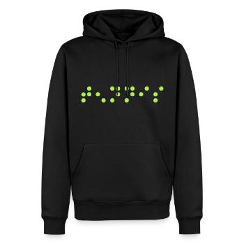 Balle de tennis « Tennis Code Braille » - Sweat à capuche Premium bio Homme - noir - Devant - Nico (187cm)