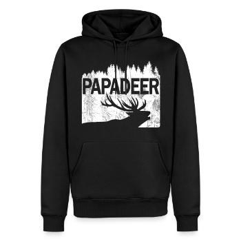 Papadeer Papa Dad Platzhirsch Vater Retro Vintage - Männer Premium Bio Hoodie - Schwarz - Vorne - Nico (187cm)