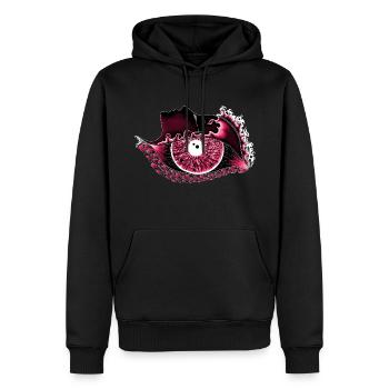 Grand œil rouge, œil, réaliste - Sweat à capuche Premium bio Homme - noir - Devant - Nico (187cm)