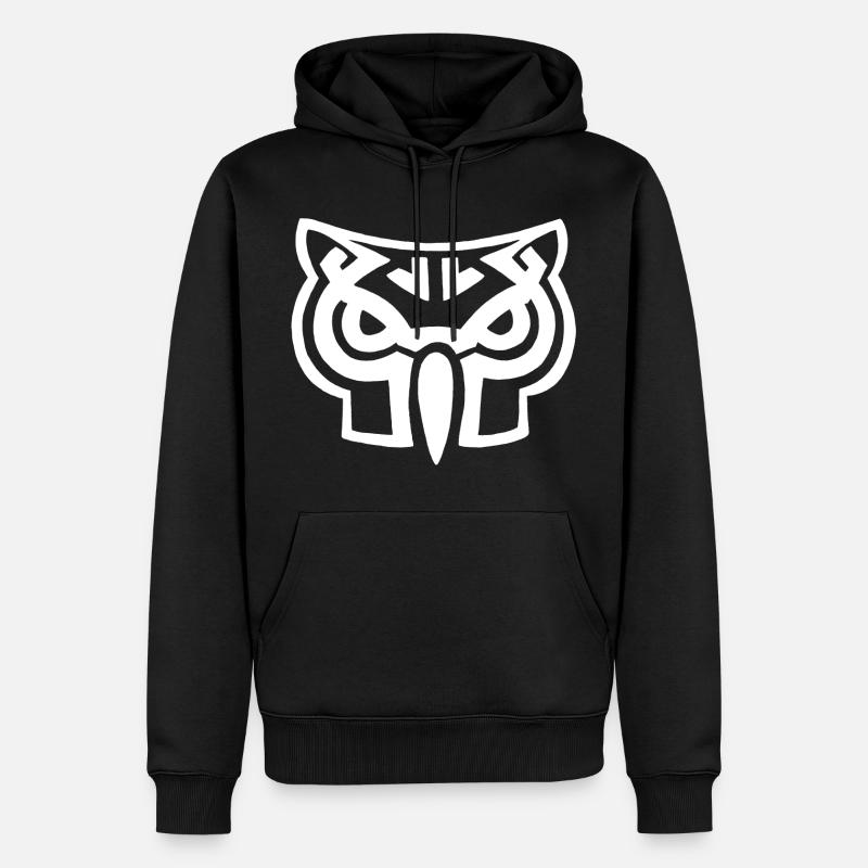 Weißer Eulenkopf - Männer Premium Bio Hoodie - Schwarz