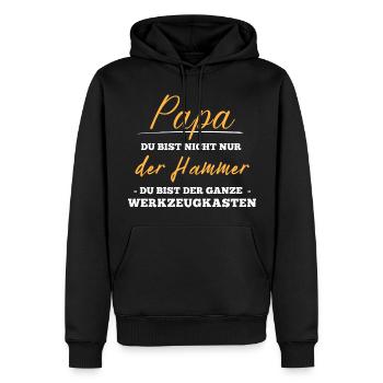 Bester Papa. Vatertag. Hammer. Werkzeugkasten - Männer Premium Bio Hoodie - Schwarz - Vorne - Nico (187cm)