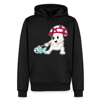 Pêche aux poissons pêcheurs aux champignons - Sweat à capuche Premium bio Homme - noir - Devant - Nico (187cm)