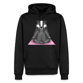 Dachs Yoga Fitness Meditation - Männer Premium Bio Hoodie - Schwarz - Vorne - Nico (187cm)
