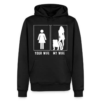 Ma femme contre votre femme - Style bouledogue - Sweat à capuche Premium bio Homme - noir - Devant - Nico (187cm)
