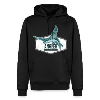 Angler USA Design Fliegender Fisch - Männer Premium Bio Hoodie - Schwarz - Vorne - Nico (187cm)
