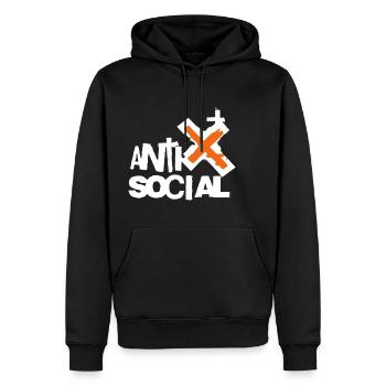 Logo d’art de rue antisocial - Sweat à capuche Premium bio Homme - noir - Devant - Nico (187cm)