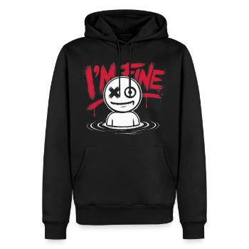 I'm fine. Everything is fine – lustiger Spruch - Männer Premium Bio Hoodie - Schwarz - Vorne - Nico (187cm)