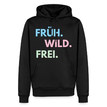 Früh Wild Frei – Frühlingsfest Festival Outfit - Männer Premium Bio Hoodie - Schwarz - Vorne - Nico (187cm)