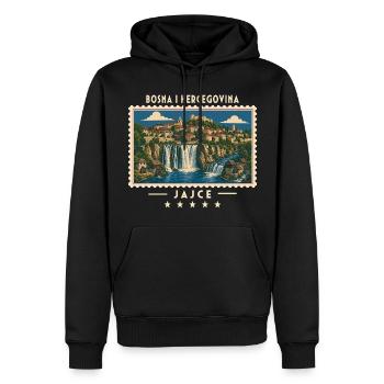 Bosnien und Herzegowina Jajce Vintage Reisemarke - Männer Premium Bio Hoodie - Schwarz - Vorne - Nico (187cm)