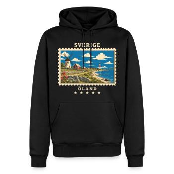Schweden Öland Vintage Reisemarke - Männer Premium Bio Hoodie - Schwarz - Vorne - Nico (187cm)
