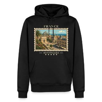 Frankreich Montpellier Vintage Reisemarke - Männer Premium Bio Hoodie - Schwarz - Vorne - Nico (187cm)