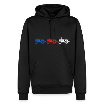 Traktorfahrer Traktor-oldie regelt Ernte Erntezeit - Männer Premium Bio Hoodie - Schwarz - Vorne - Nico (187cm)
