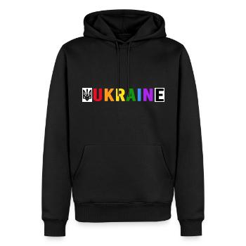 L’UKRAINE soutient la communauté LGBT de Kiev UKRAINE - Sweat à capuche Premium bio Homme - noir - Devant - Nico (187cm)