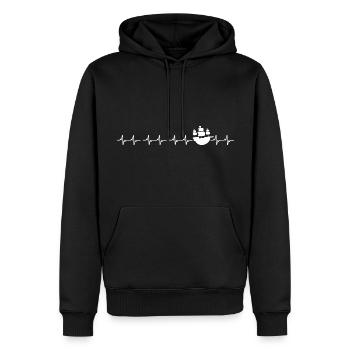 Kapitän ahoi Küsten-Pirat "Segel gesetzt" - Männer Premium Bio Hoodie - Schwarz - Vorne - Nico (187cm)